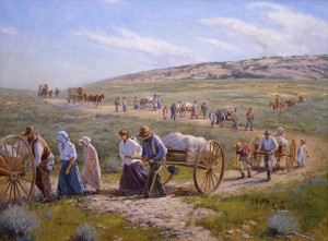 pionniers-mormons-charrette-a-bras, pionnières mormones