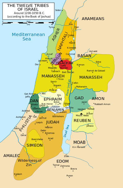 La répartition des 12 tribus d'Israël
