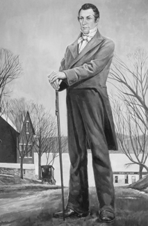 Hyrum Smith debout avec sa canne