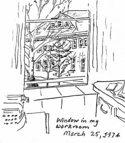 vue depuis la fenêtre de son bureau